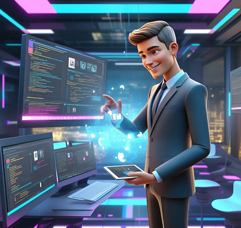 A businessman analyze his business digitally